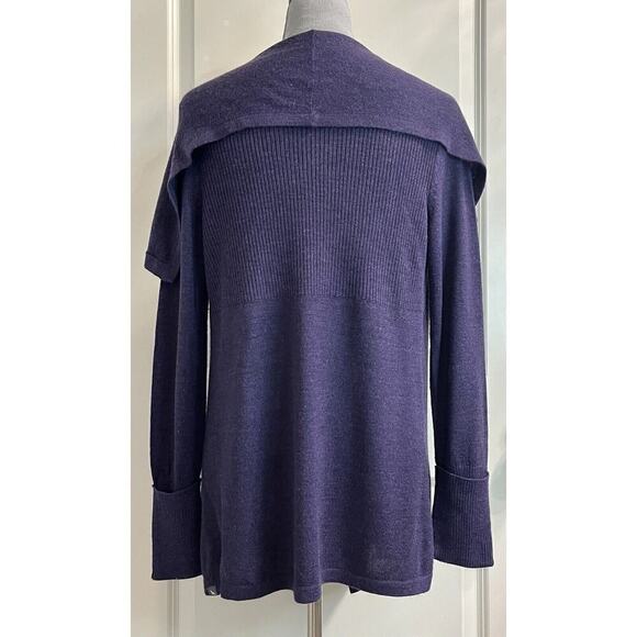 Women’s Merino Wool Blend Open Front Cardigan Sweater Purple Sz M - Picture 4 of 7